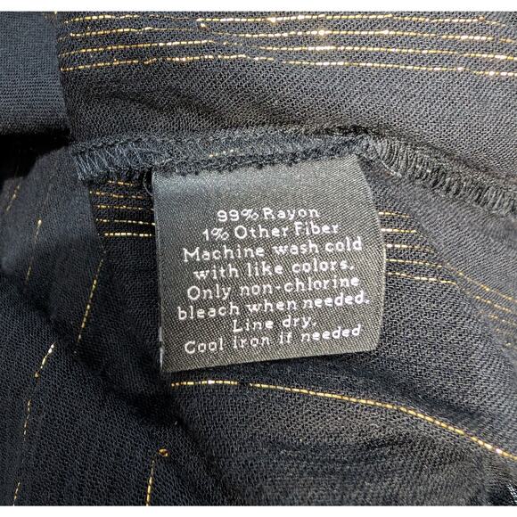 Rock & Republic Black Gold Metallic Stripe Semi-Sheer Blouse Size S - Picture 8 of 8